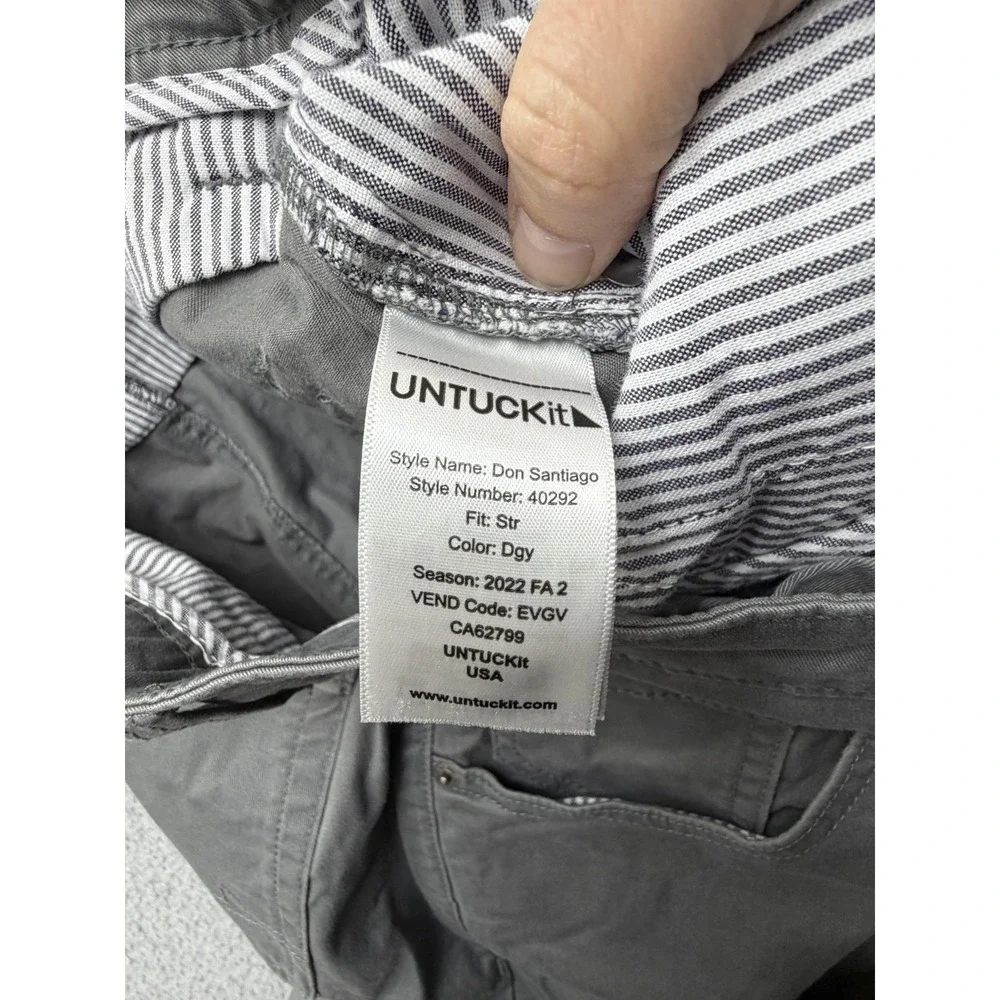 UNTUCKit Pants Mens 32x30 Gray Stretch 5 Pocket Chino Straight Casual Everyday